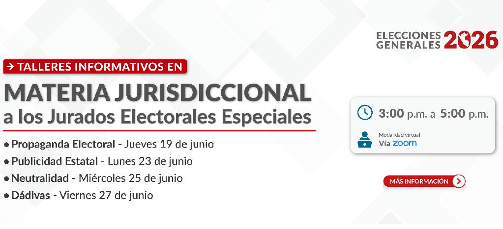 Impartirán talleres informativos en materia jurisdiccional para los JEE en el marco de las Elecciones Generales 2026
