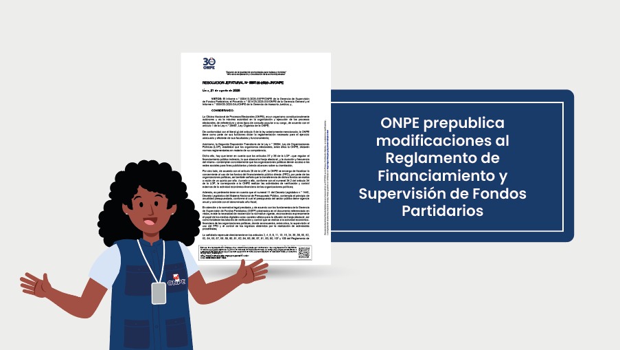 ONPE prepublica modificaciones al Reglamento de Financiamiento y Supervisión de Fondos Partidarios